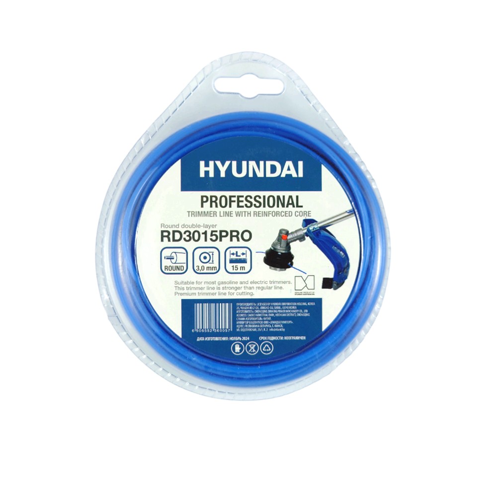 Леска для триммера HYUNDAI RD-3015 PRO 3,0мм*15м,двухсл. круг (отгружается кратно 10 шт)