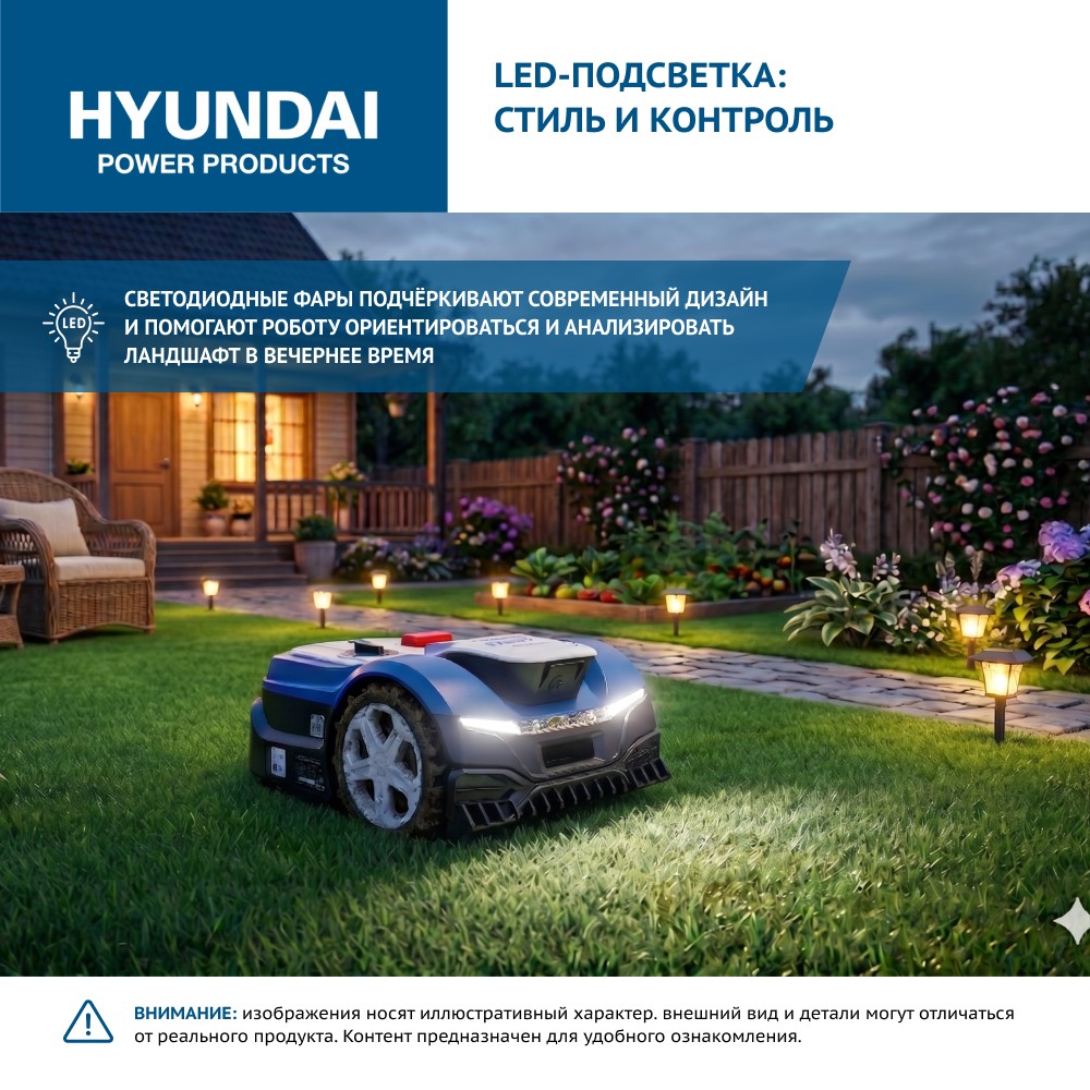 Газонокосилка-робот аккумуляторная HYUNDAI L-CORTEX-7 - 8901339