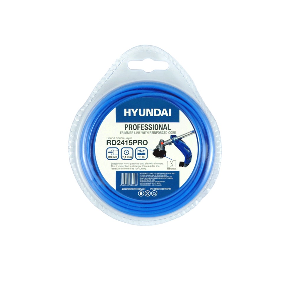 Леска для триммера HYUNDAI RD-2415 PRO 2,4мм*15м,двухсл. круг (отгружается кратно 10 шт)